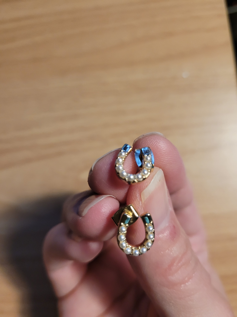 J. Crew Gold Horseshoe Pearl Stud Earrings